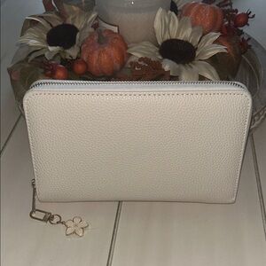 Cream Zip-Around Cash Stuffing Wallet